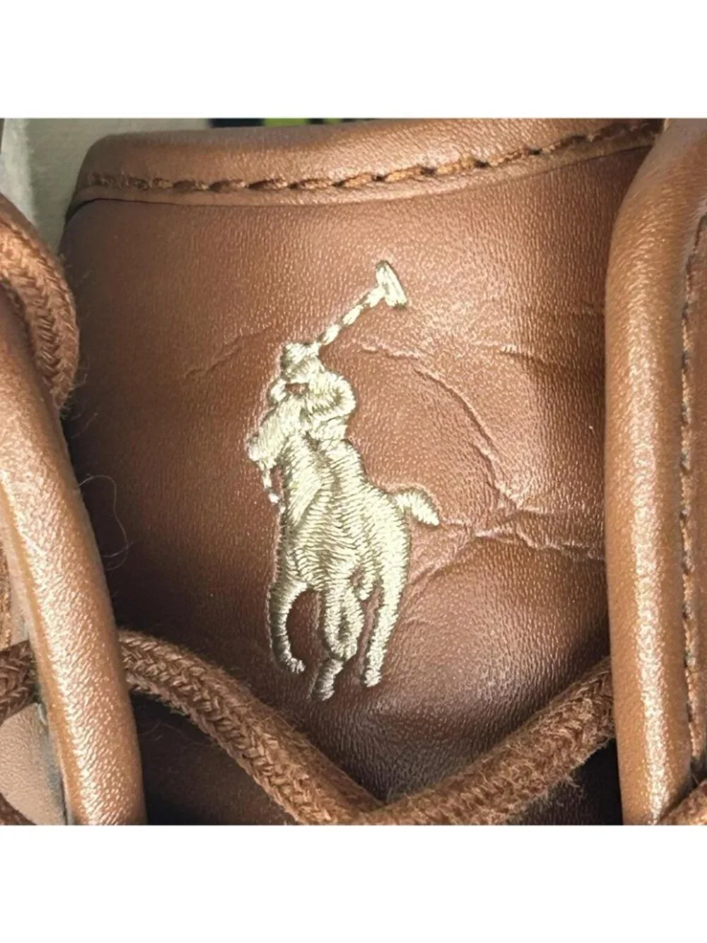 Polo Ralph Lauren Boat Shoes Mens Size 9 Brown Canvas Leather Parkstone Low